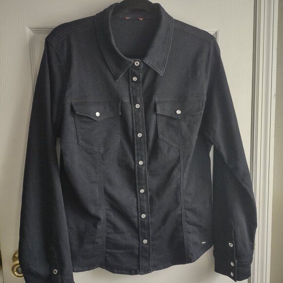 Guess stretch denim shirts - snap front jean jackets - western moto size L NWOT - Picture 6 of 11